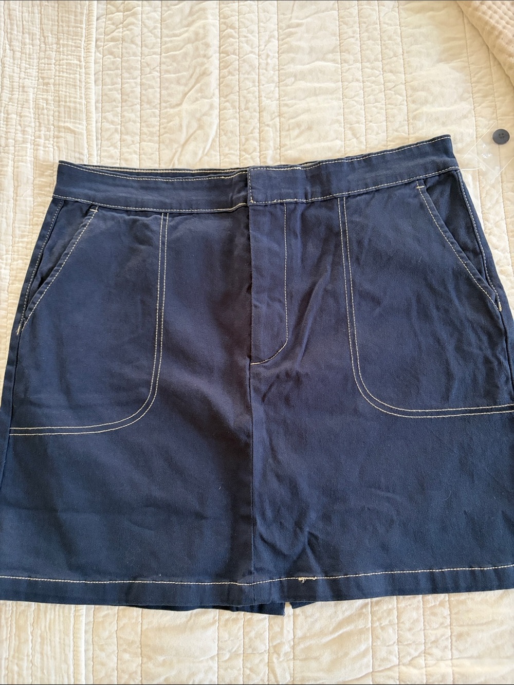 Modcloth Navy Mini Skirt with White Contrast Stitching